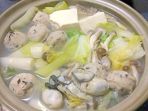 冬の贅沢鍋！　あらと牡蠣の水炊き